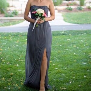 COPY - David’s Bridal floor length Pewter dress